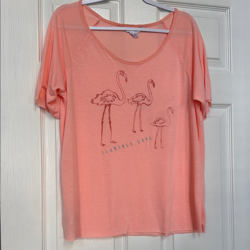 BCBG Women's Flamingo Graphic Top - Peach